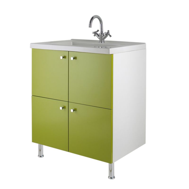 BandQ Concept 38 Vanity Unit and Basin White/Green (H)810 x (W)760 x (L)530mm