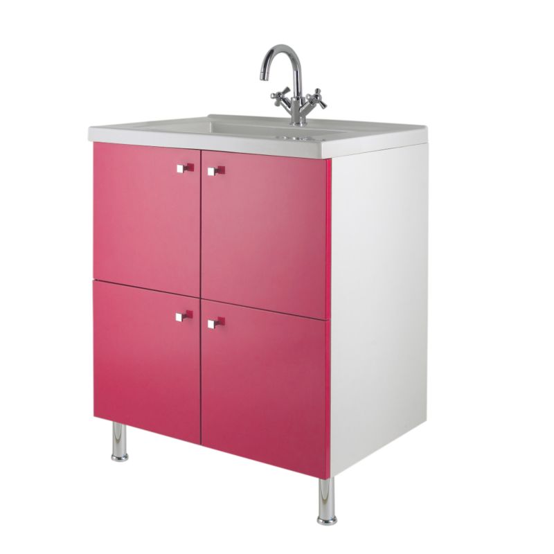 Concept 38 Vanity Unit and Basin White/Pink (H)810 x (W)760 x (L)530mm