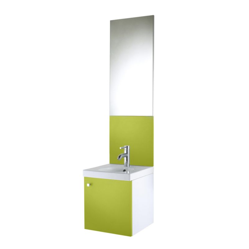 BandQ Concept 38 Vanity Unit and Cloakroom Basin White/Green (H)430 x (W)380 x (L)370mm