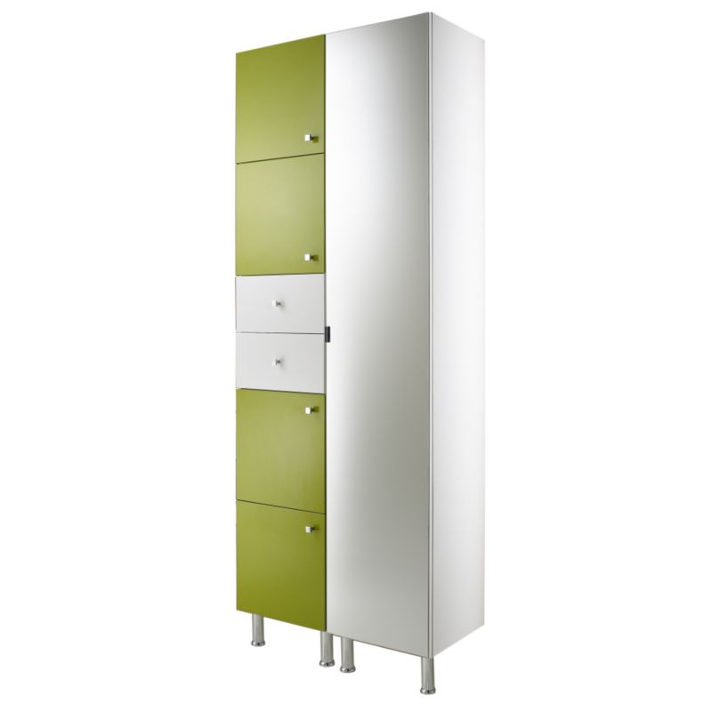 Concept 38 Tall Cabinet With Doors and Drawer White/Green (H)2030 x (W)380 x (L)340mm