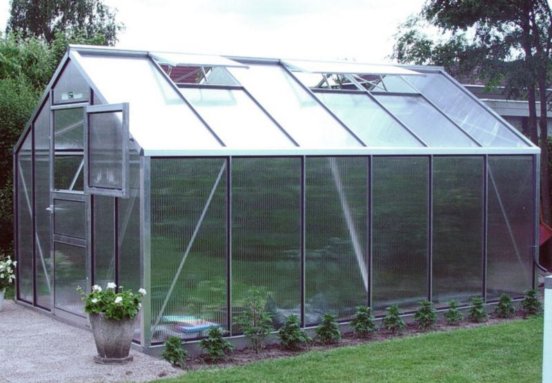 Model 9x14 - Premium Greenhouse - Aluminium Frame + Polycarbonate Glazing + Base