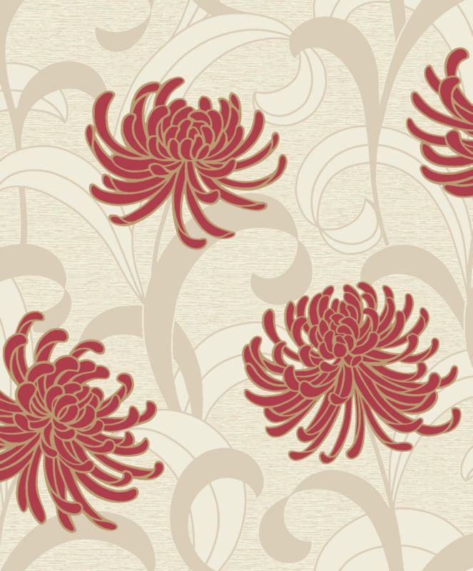 Crown Snow Kite Wallcovering Red/Cream 7.5m M0163