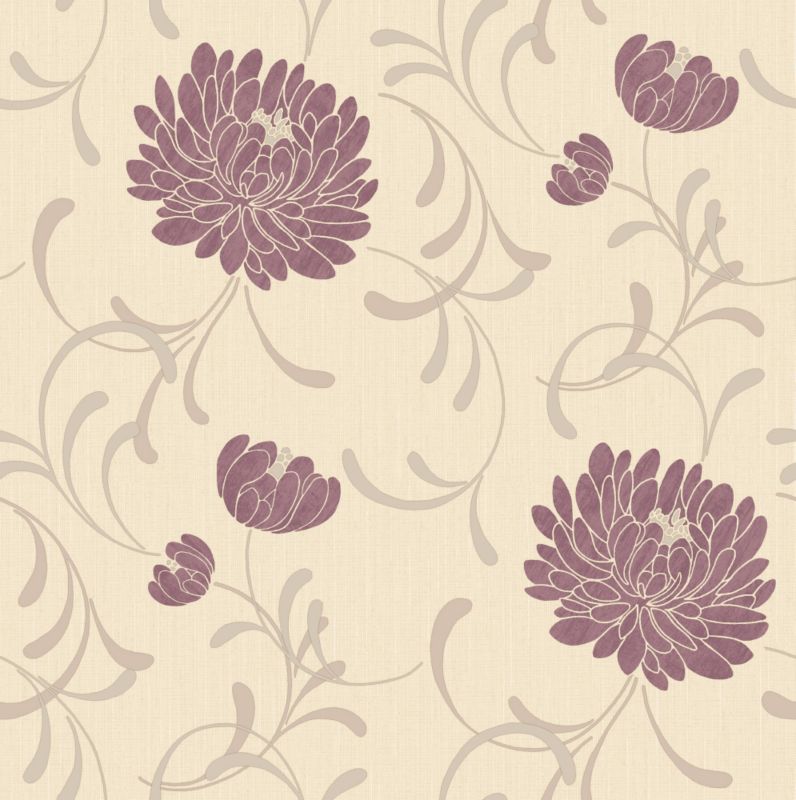 Crown Linen Floral Wallcovering Cranberry 10m