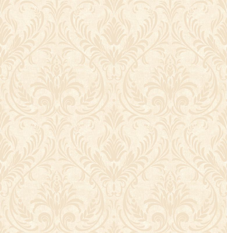 Tarragona Damask Wallcovering Ivory 10m
