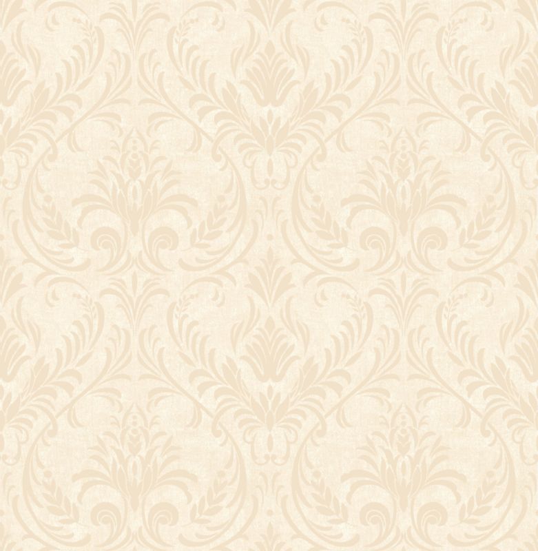 Crown Tarragona Damask Wallcovering Ivory 10m