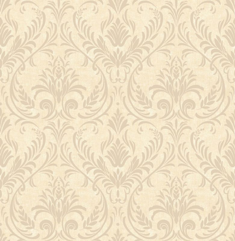 Tarragona Damask Wallcovering Biscuit 10m
