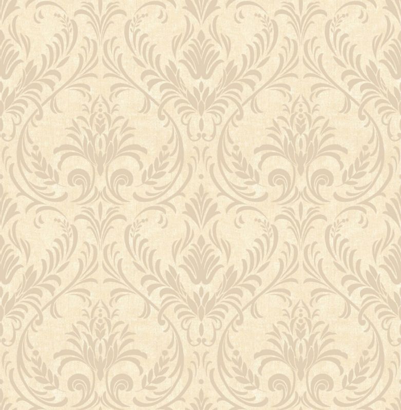 Crown Tarragona Damask Wallcovering Biscuit 10m