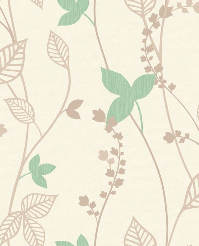 Crown Copenhagen Leaf Wallcovering Mint 10m M0305