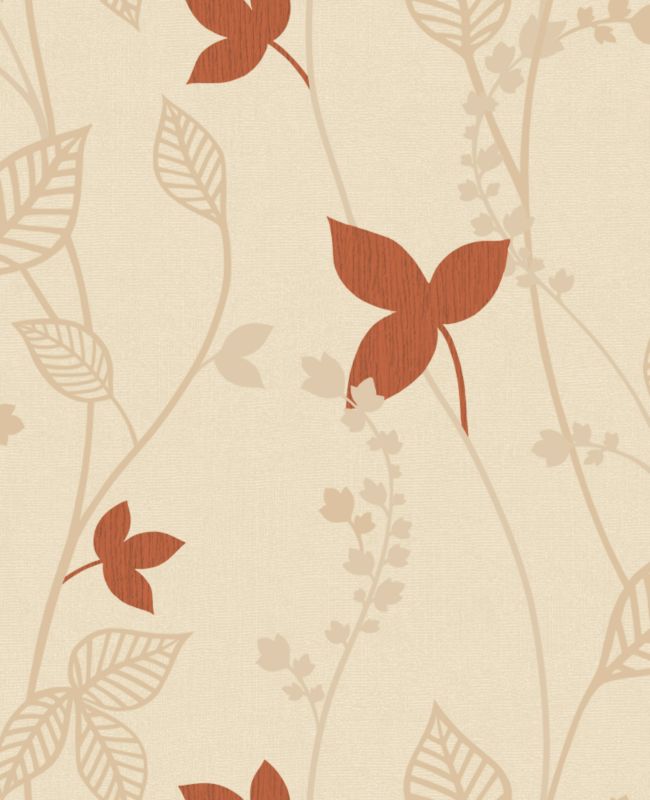 Crown Copenhagen Leaf Wallcovering Copper 10m