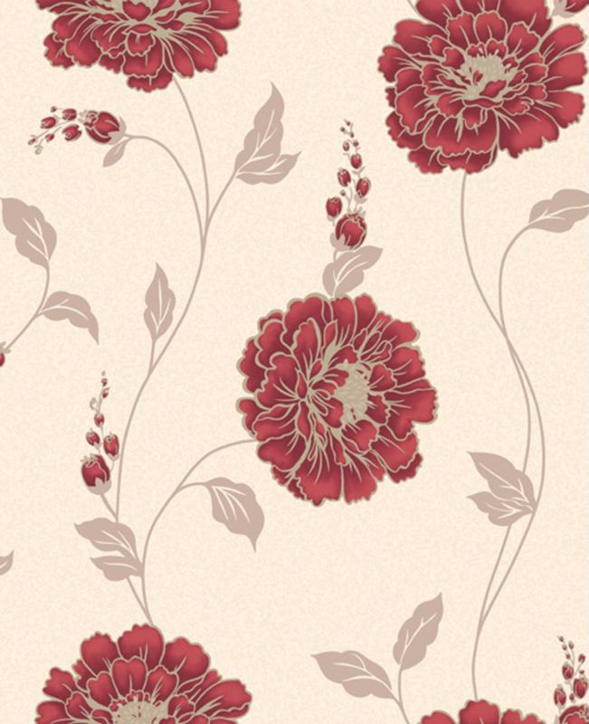 Crown Scarlet Rose Wallcovering Red 10m M0456