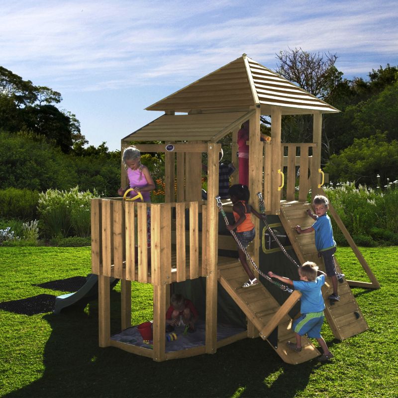 Alternative image for Plum� Bison Wooden Climbing Frame Outdoor Play Centre