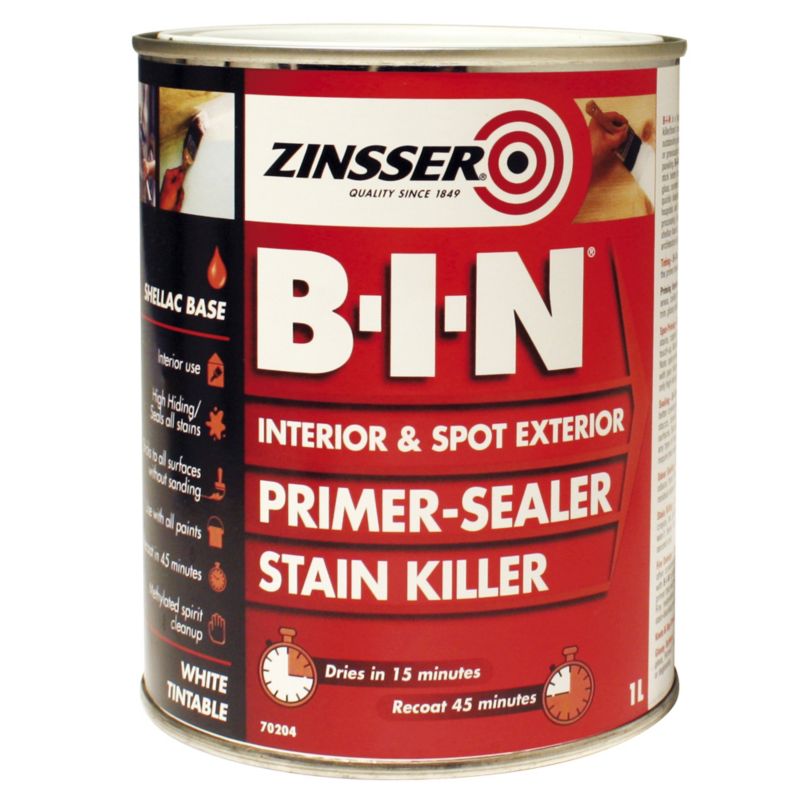 Zinsser Bin Shellac Base Primer Sealer White 1L