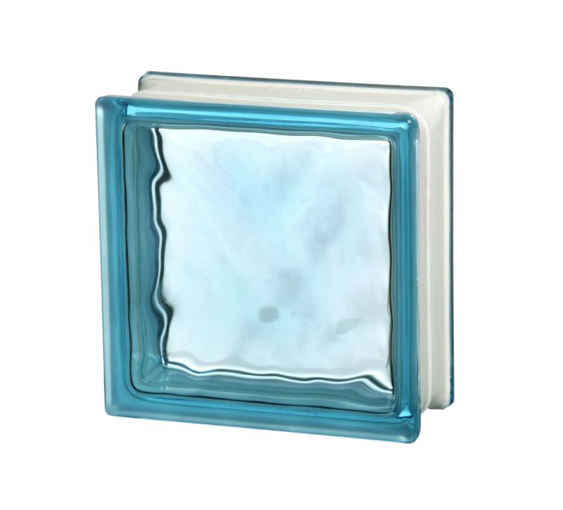 Shackerley Flemish Glass Block Azure Light Blue (H)190 x (W)190mm