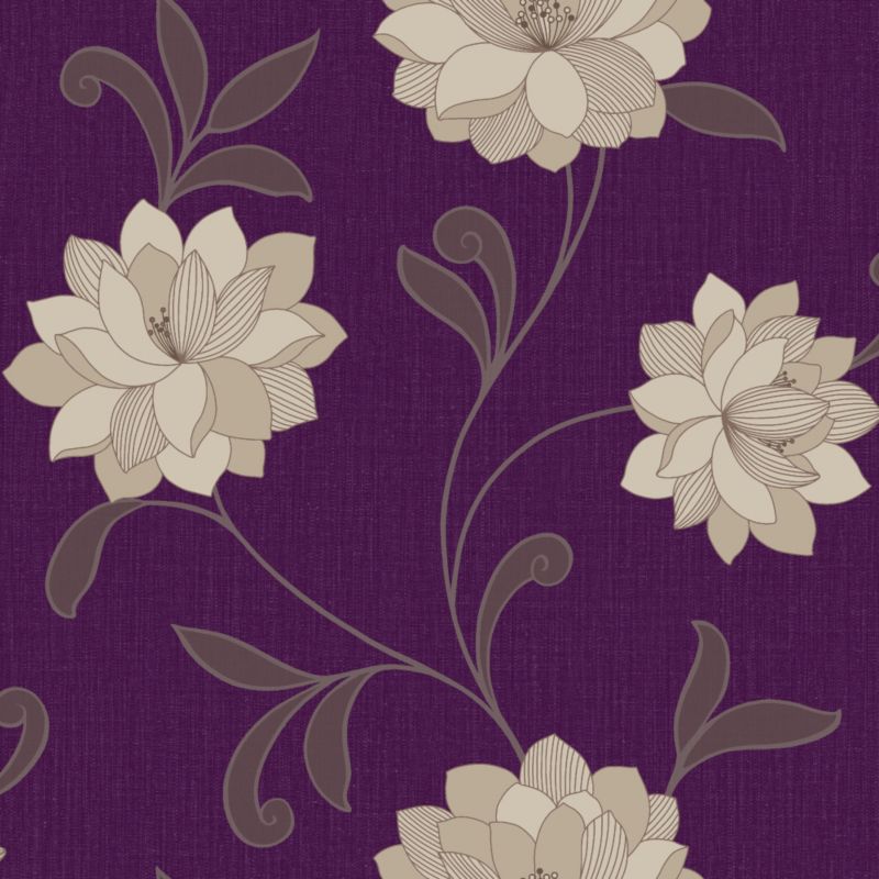 Arthouse Vintage Valencia Wallpaper Purple 10m