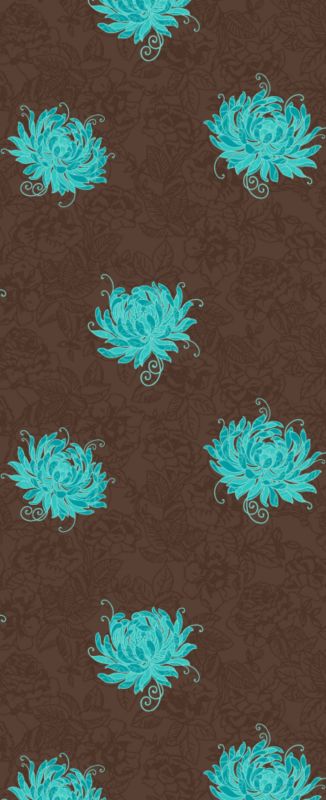 Exotic Chocolate and Blue Designer Wallpaper 10m