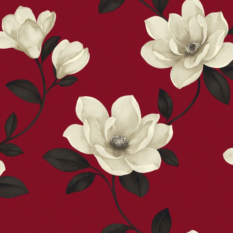 Sophie Conran Magnolia Flower Wallpaper Red 10m