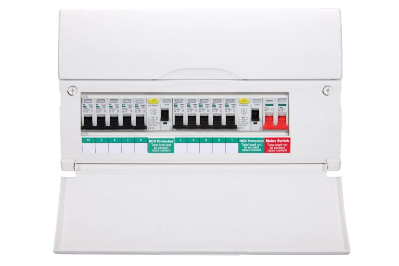 Dual RCD Consumer Unit 10 Way Populated with 10 MCBS