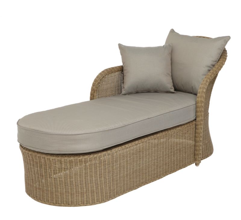 Blooma Capri Wicker Sunlounger with taupe cushions