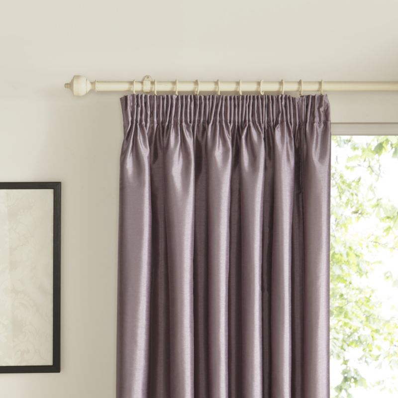 Pencil Pleat Lined Faux Silk Curtains inWisteria