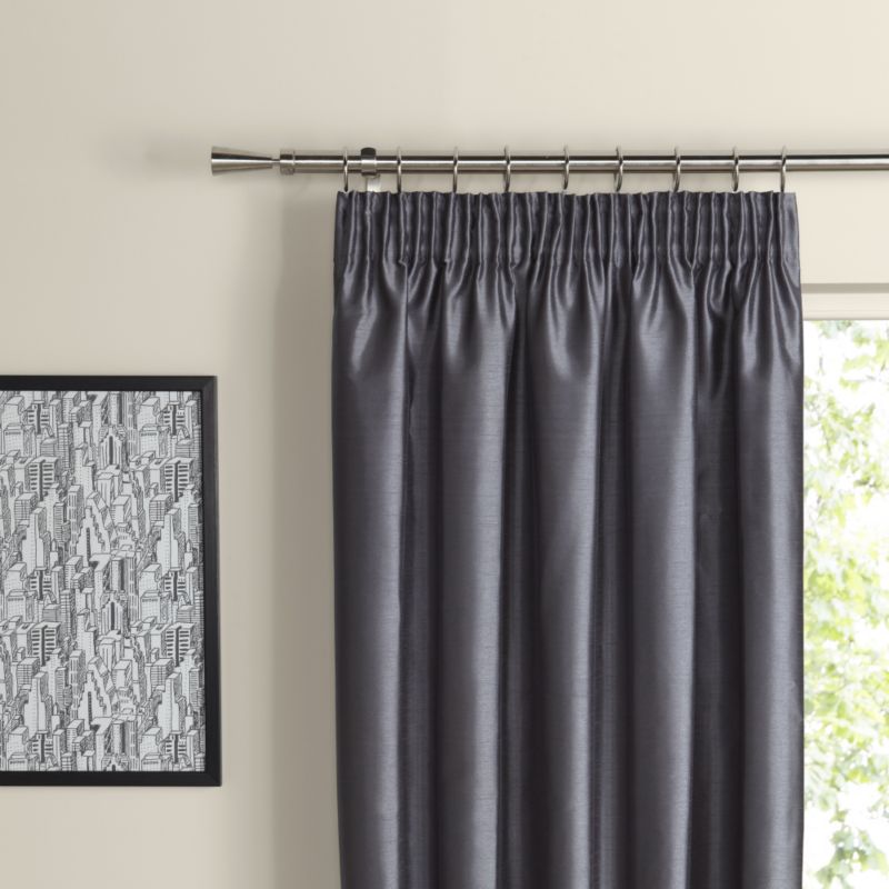 Colours Villula Pencil Pleat Lined Faux Silk Curtains in