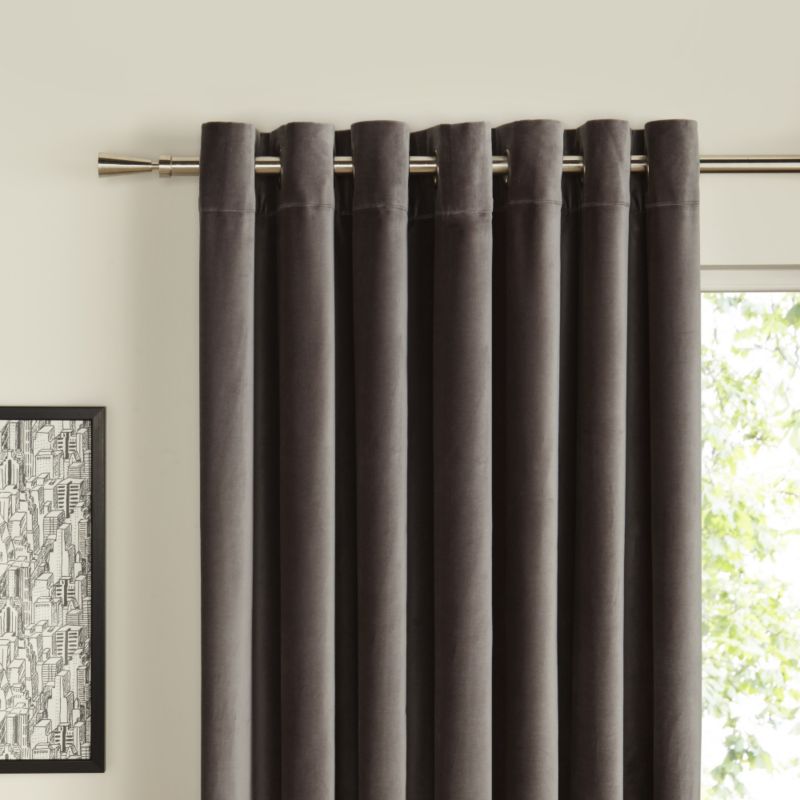 Colours Theleme Eyelet Velvet Curtains in Anthracite