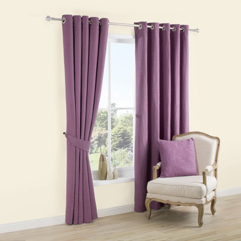 Eyelet Lined Textured Woven Curtains in