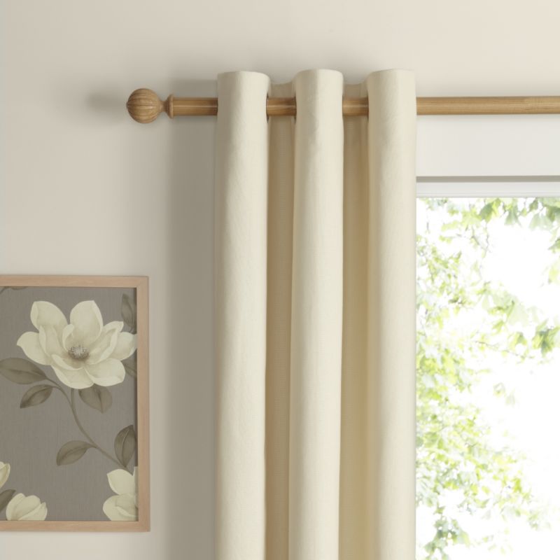 Eyelet Lined Woven Cotton Curtains in Ecru