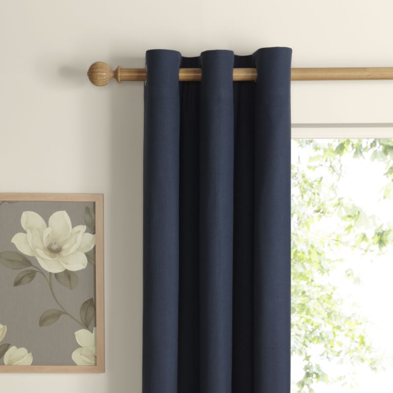 Eyelet Lined Woven Cotton Curtains in Denim