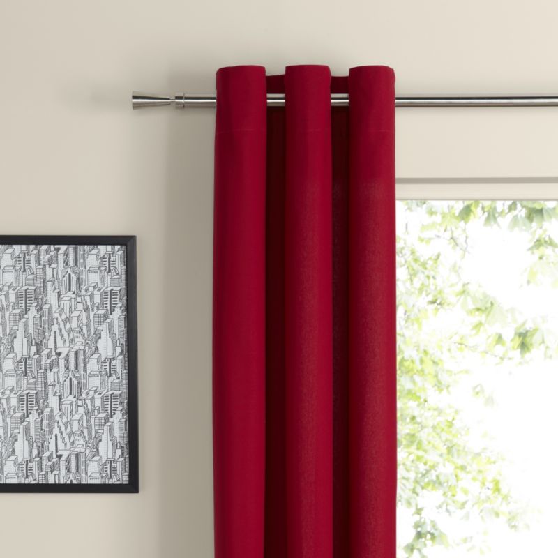 Eyelet Unlined Cotton Curtains in Red (L)137 x