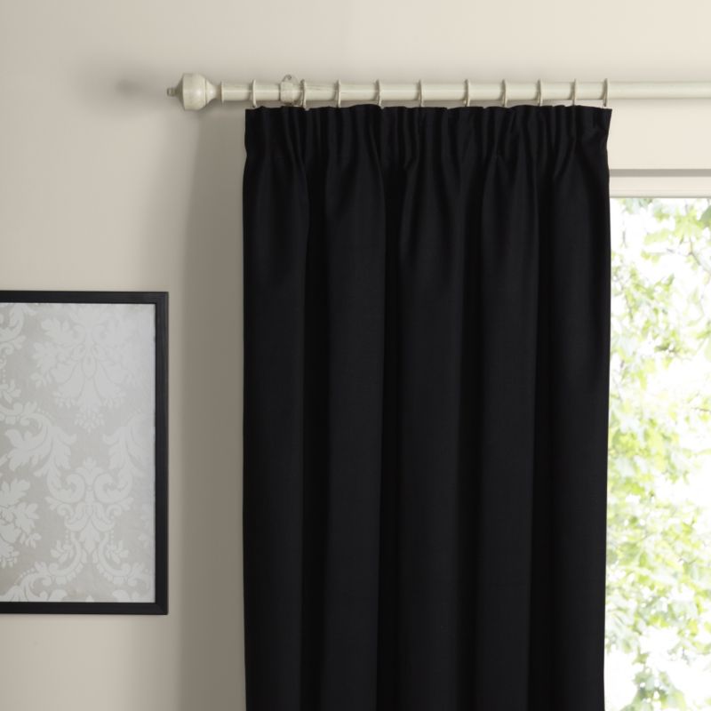 Pencil Pleat Lined Cotton Curtains in Black