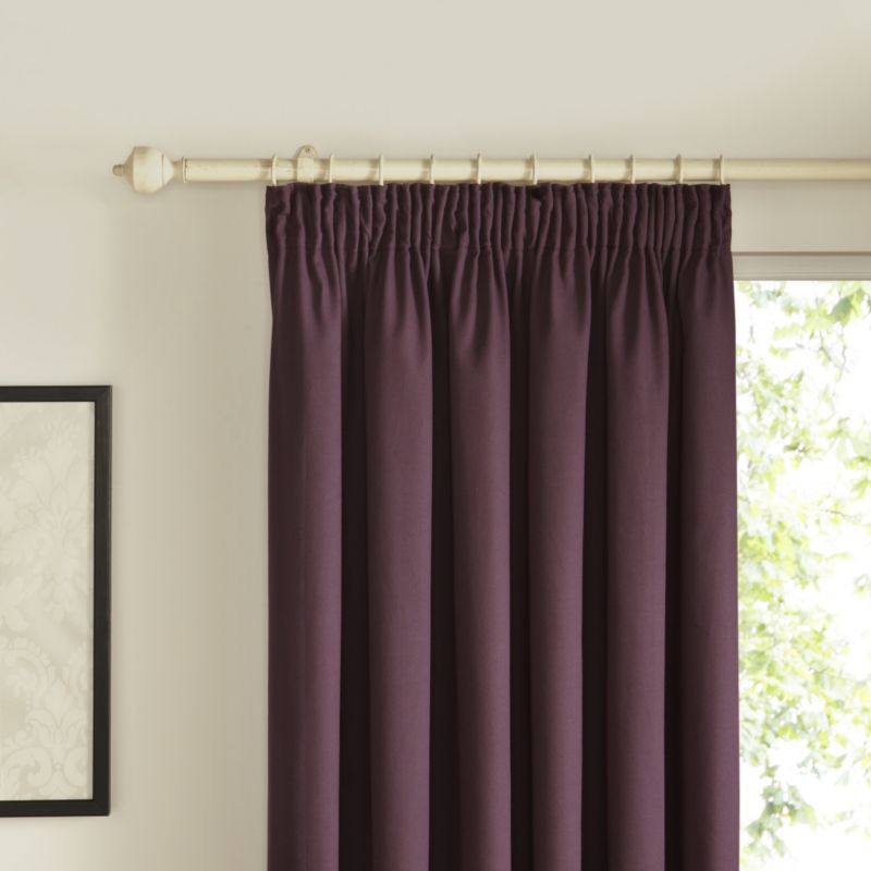 Pencil Pleat Lined Cotton Curtains in Blueberry