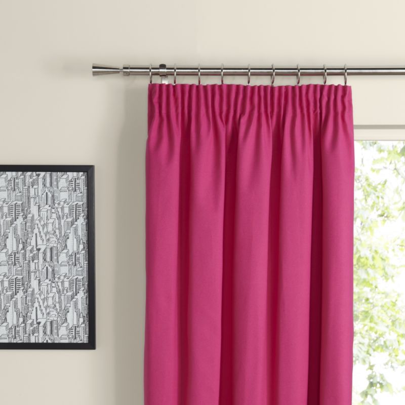 Colours Pencil Pleat Lined Cotton Curtains in Fuchsia
