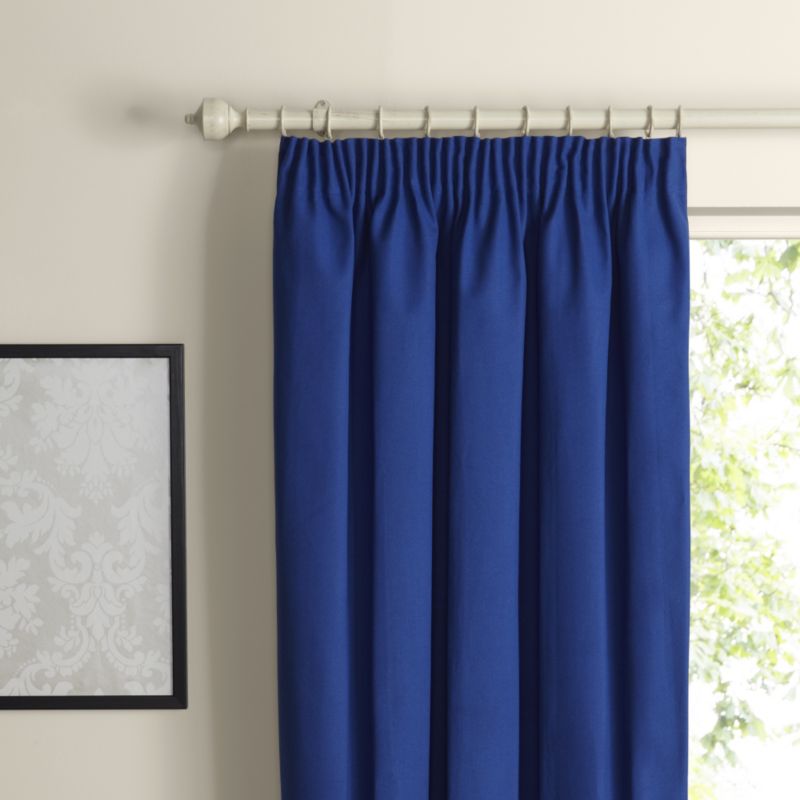 Pencil Pleat Lined Cotton Curtains in Navy