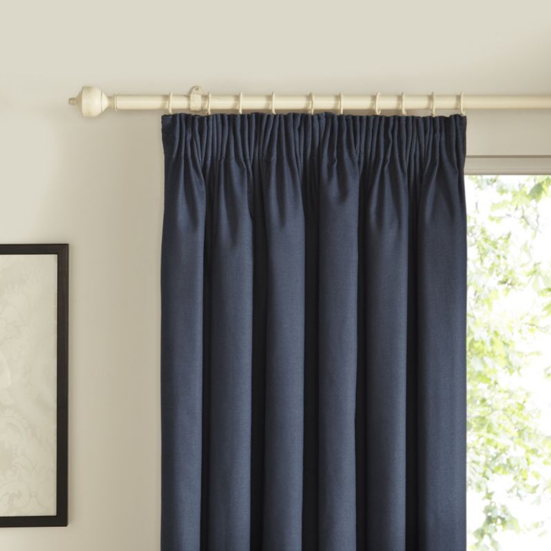 Colours Pencil Pleat Lined Cotton Curtains in Denim