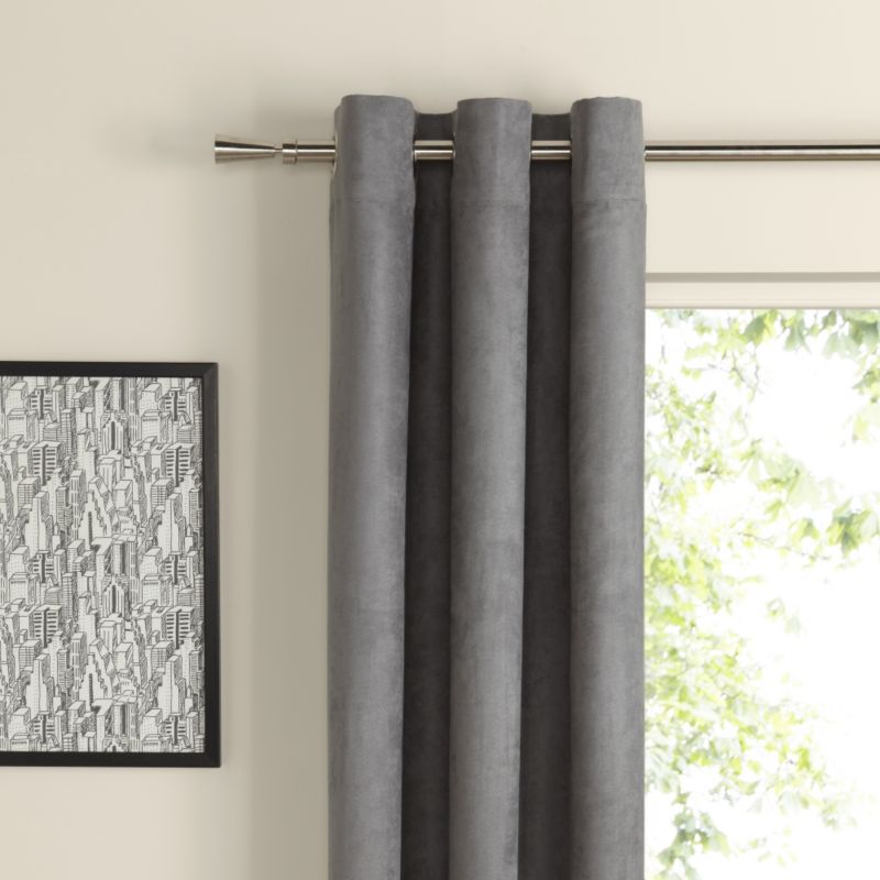 Suedine Eyelet Lined Curtains in Concrete (L)228