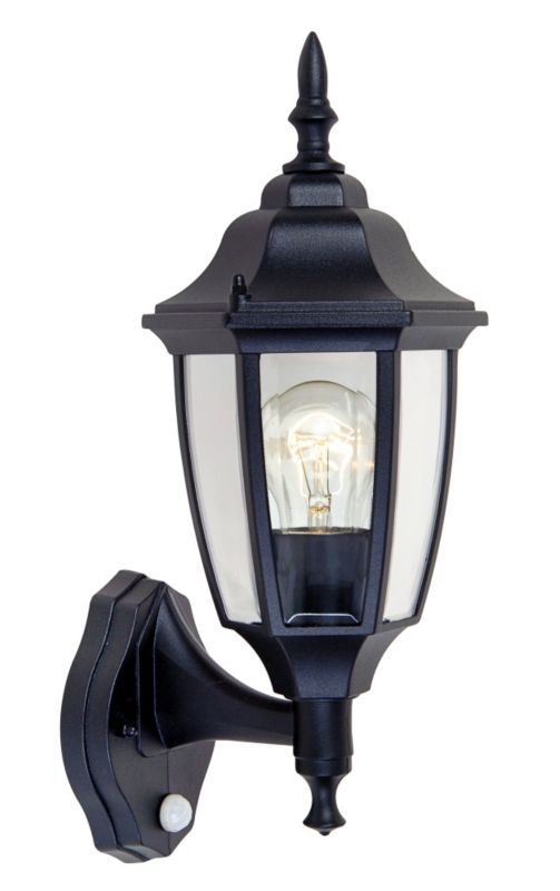 Louisa Outdoor Wall Light with PIR in Black