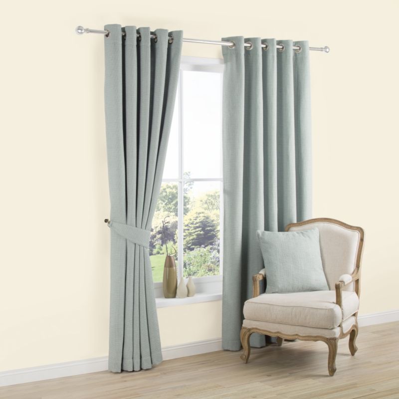 Colours Eyelet Lined Textured Woven Curtains in Duck Egg