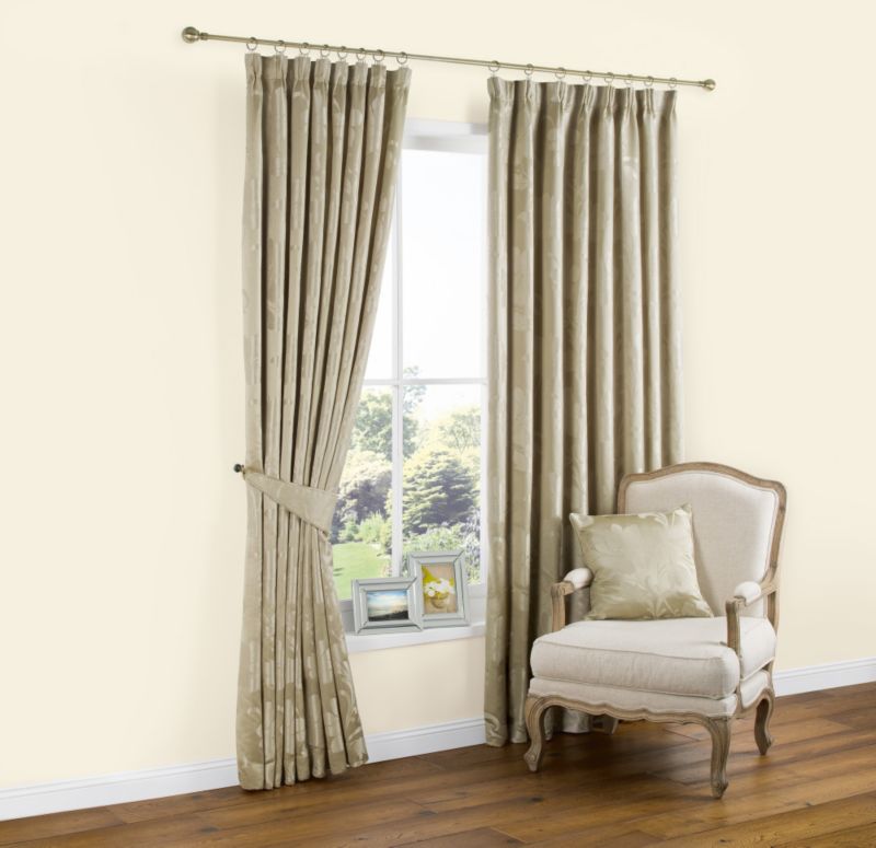 Pencil Pleat Lined Jacquard Floral Curtains in