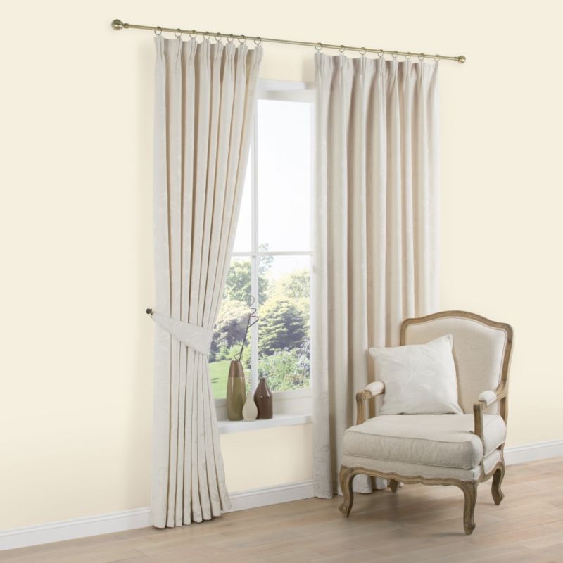 Pencil Pleat Lined Tonal Leaf Jacquard Curtains