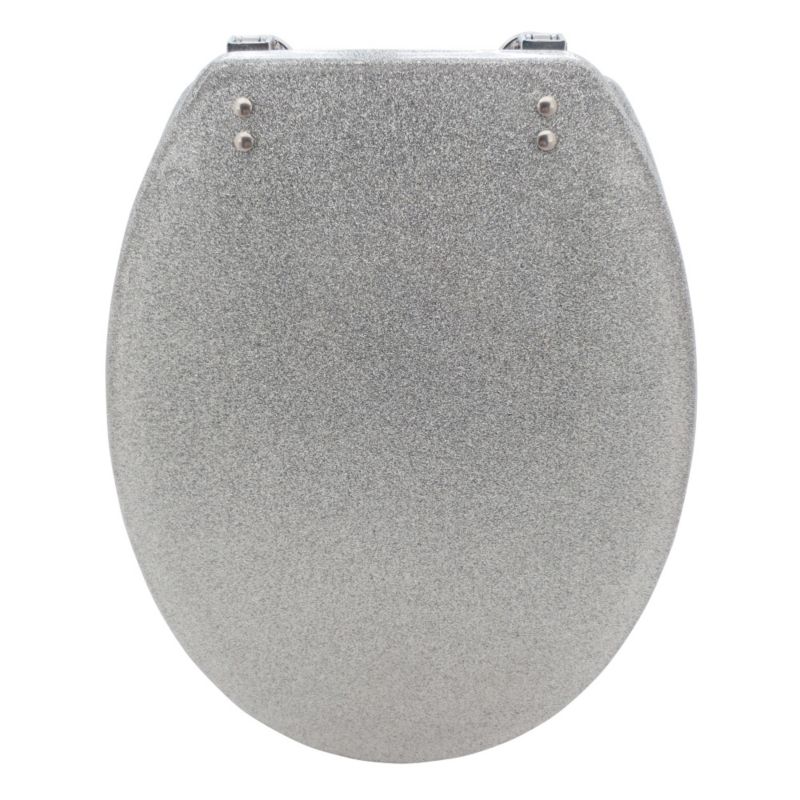 Silver Glitter Polyresin Toilet Seat