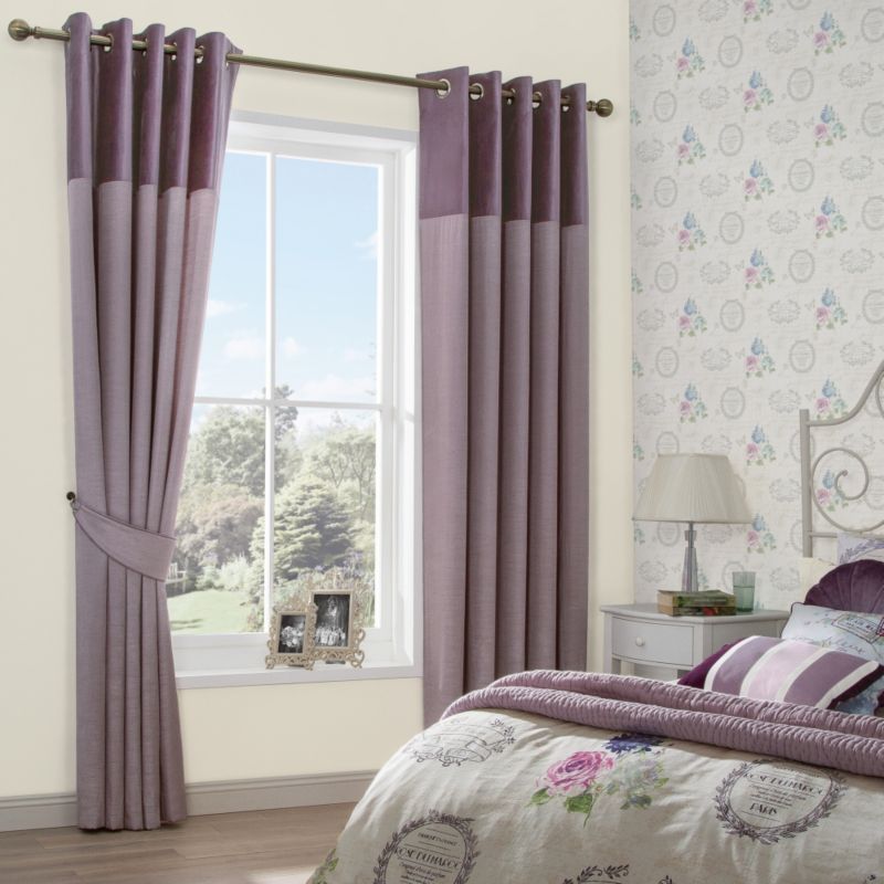 Arcadia Eyelet Lined Faux Silk Curtains in Pink