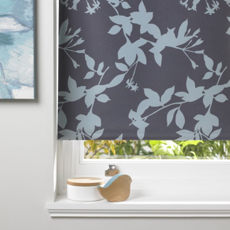 Colours Pheacia Patterned Black Out Roller Blind in Denim