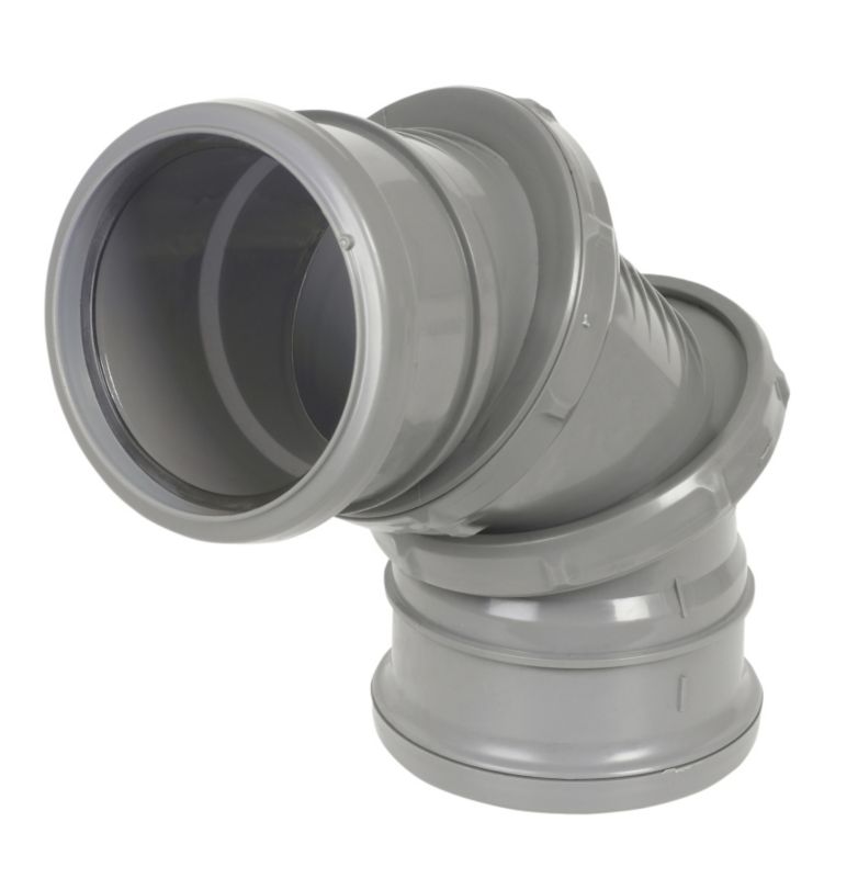 FloPlast 0 90deg x 110mm Adjustable Bend Double Socket Grey
