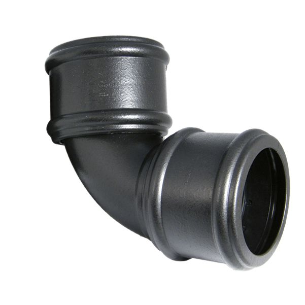 FloPlast 92.5&deg; x 110mm Cast Iron Style Soil Bend Double Socket Black