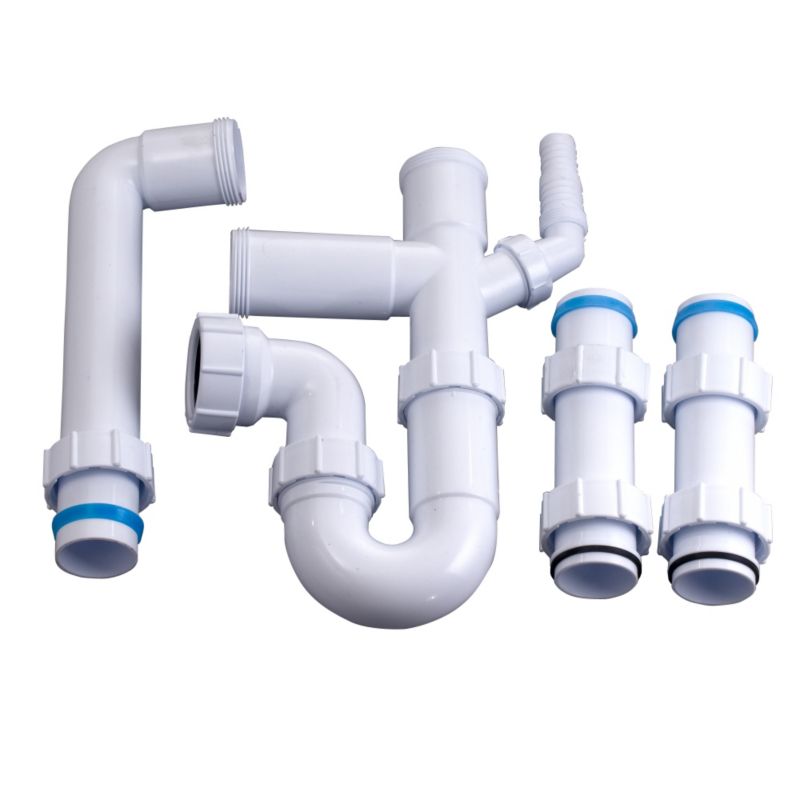 FloPlast White 40mm Double Bowl Sink Kit 76mm Seal