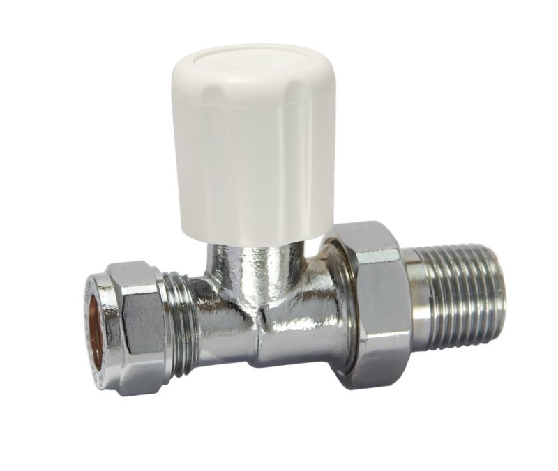 Straight Radiator Valve 15mm x 0.5inches Chrome