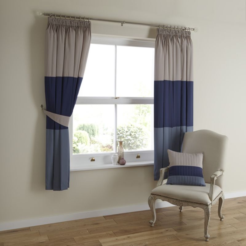 Chartwell Boston Eyelet Lined Curtains in Blue (H)183 x