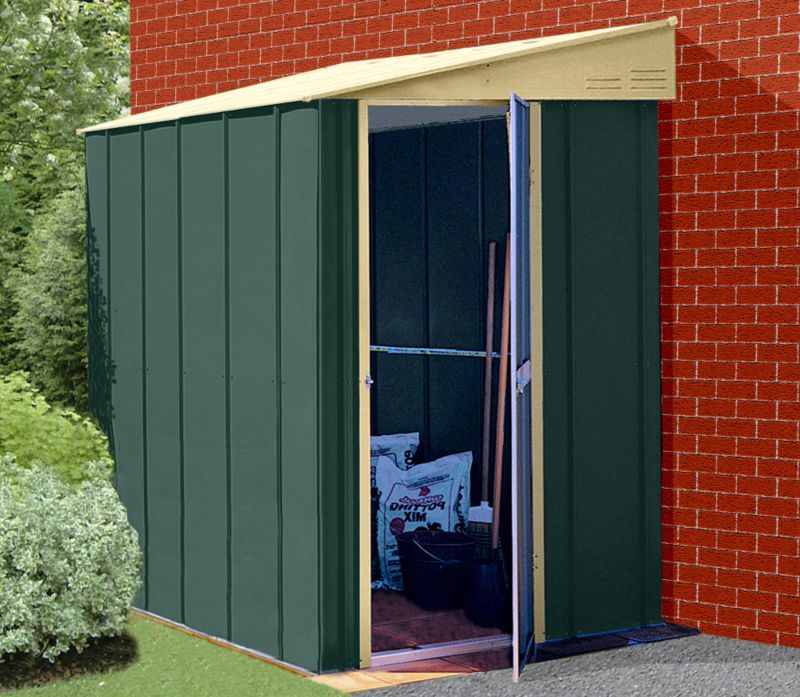Canberra Lean-To Style Shed 4x6ft Green and Cream
