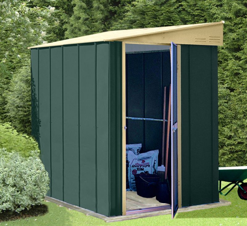 Canberra Lean-To Style Shed 4x6ft Including Timber Floor Green and Cream