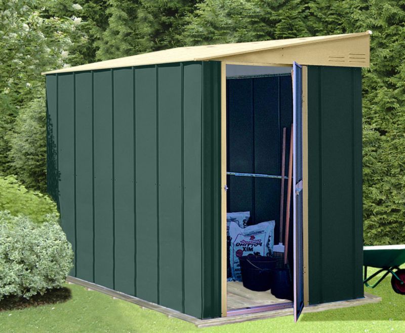 Canberra Lean-To Style Shed 4x8ft Including Timber Floor Green and Cream